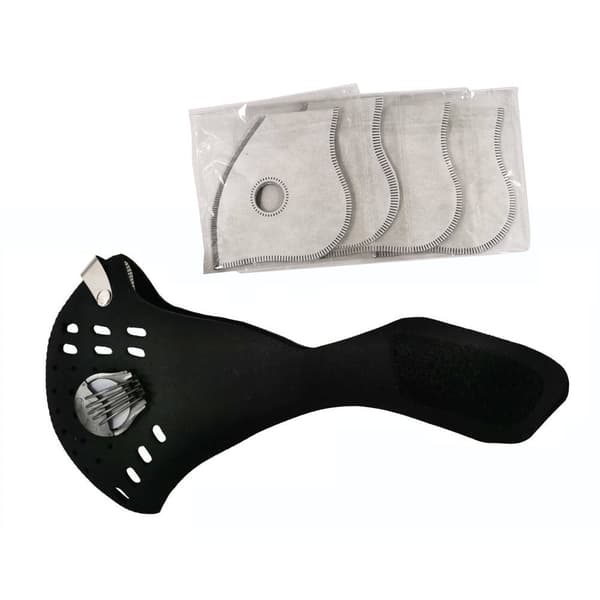 Anti-smog maske med aktivt kul + 3 N99 filtre (sort)