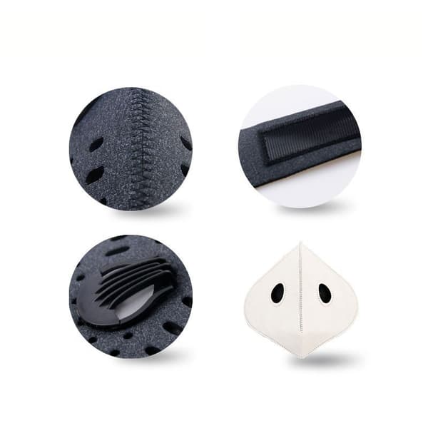 Anti-smog mask med aktivt kol + 3 N99 filter (vit)