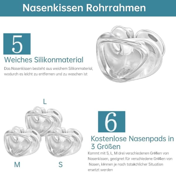 Mask näskudde Rampassform, full kombination av huvudbonadsrem Rörram med S/M/L storlek näskudde, mjuk och tätning Förbättra bärkomforten för sömn