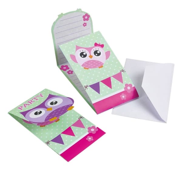 Invitationer 'Happy Owl', 8 stk i en pakke