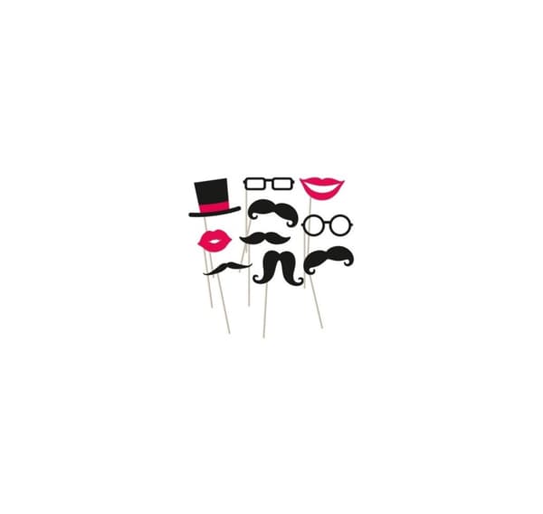 Mustache Photo Booth sett (10 stk)