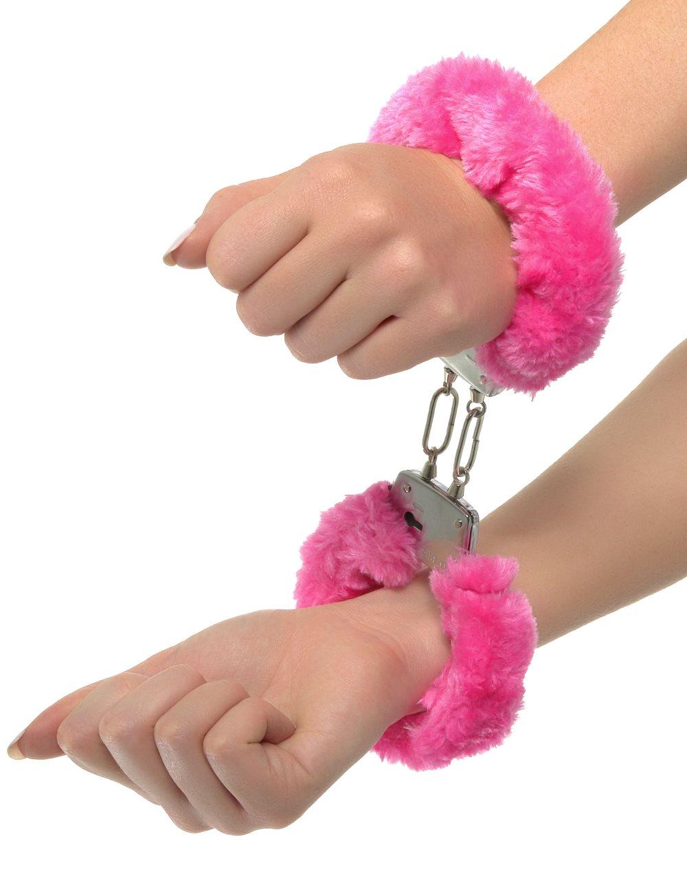 Neon Pink Furry Cuffs
