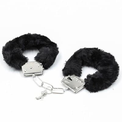 Svarta Furry Metal Handbojor