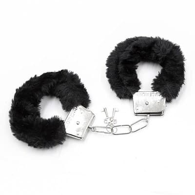 Svarta Furry Metal Handbojor