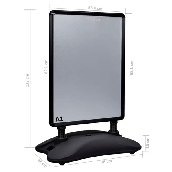 vidaXL plakatstativ A1 med fod aluminiumslegering sort