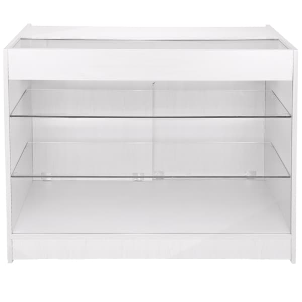 K1200 Vacker Vit Låsbar Moduldisk för Butiker med Glashyllor Display Skyltning Kassadisk Receptionsdisk Butiksdisk Hörndisk Bänk Kassa Reception