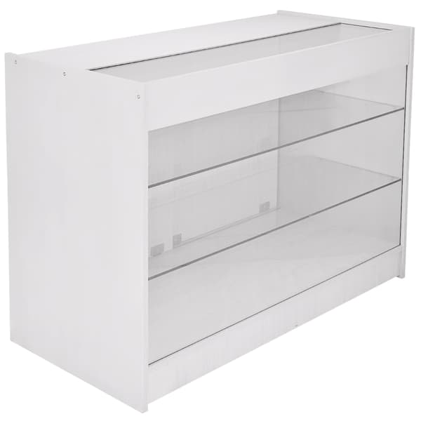 K1200 Vacker Vit Låsbar Moduldisk för Butiker med Glashyllor Display Skyltning Kassadisk Receptionsdisk Butiksdisk Hörndisk Bänk Kassa Reception