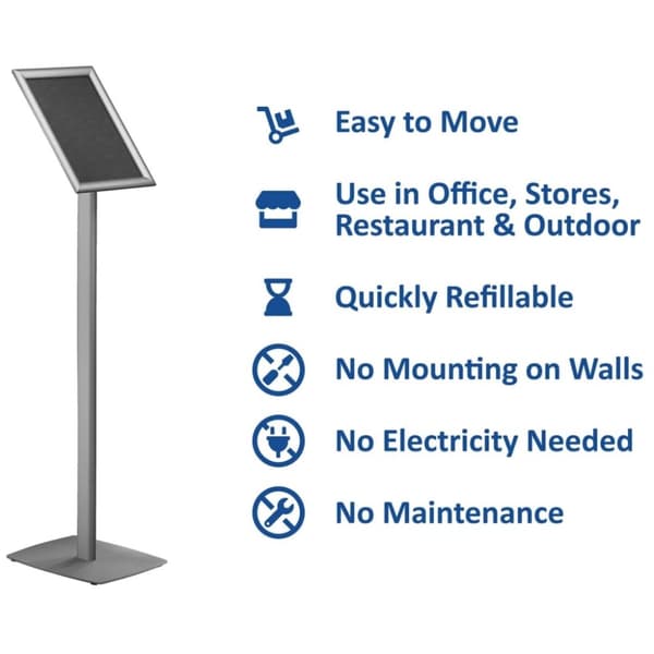Europel Plakatstativ med A4-plakatramme 25 mm aluminium