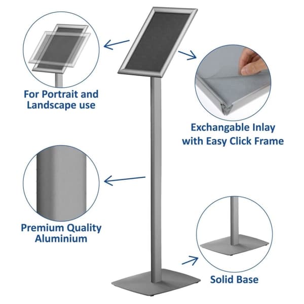 Europel Plakatstativ med A4-plakatramme 25 mm aluminium