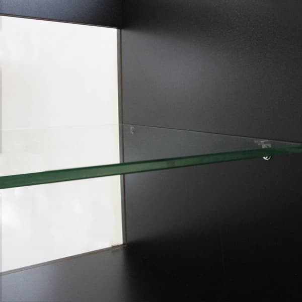Emperor Vacker Sort & Hvid Moduldisk til Butikker Glas Hylder til Skiltning Kasseapparat Modtagerdisk Butiksdiske Hjørnedisk Display 90cm Høj 60cm Dyb