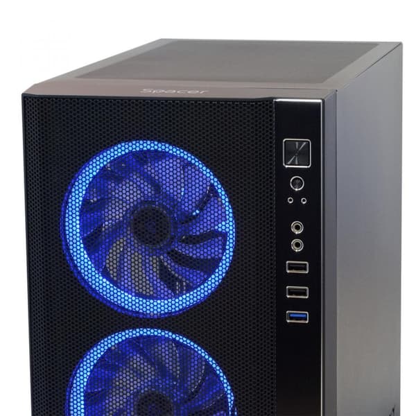 CARCASA SPACER - gaming, Middle Tower, ATX, "RAINBOW", fara sursa, sticla securizata, 4 x fan, USB 2.0 x 2, USB 3.0 x 1, HD-Audio, mesh, fan controlle
