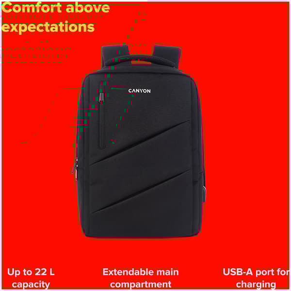 CANYON backpack BPE-5 Urban USB 15.6'' Red