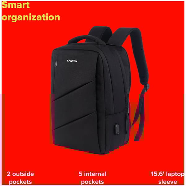 CANYON backpack BPE-5 Urban USB 15.6'' Red