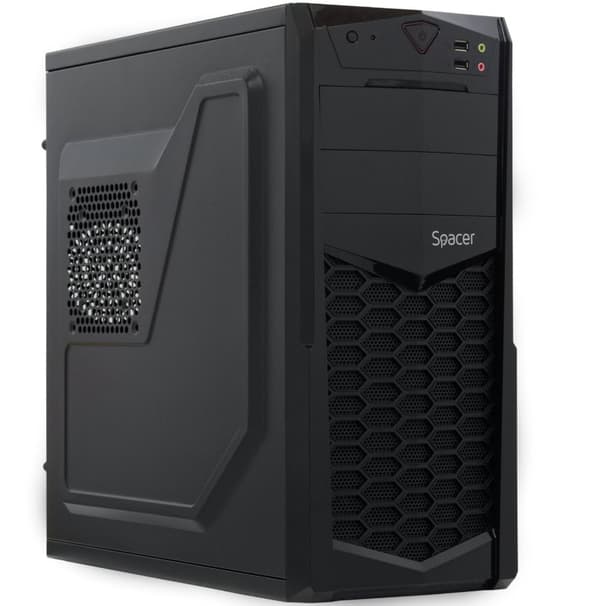 CARCASA  SPACER, Middle Tower, ATX, "KRYPTON", fara sursa, USB 2.0 x 2, Jack 3.5mm x 2,  "SPC-KRYPTON" Svart