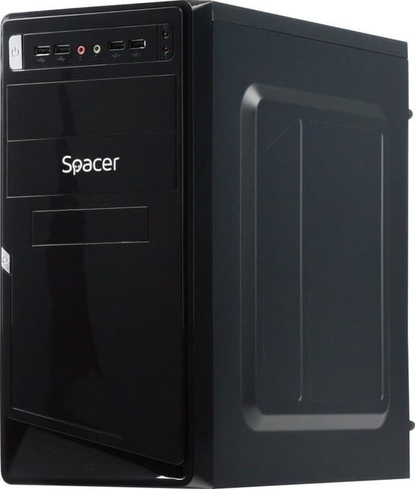 CARCASA SPACER, Mini Tower, mATX, "MOON", 450 (230W for 450 Desktop PC), USB 2.0 x 4, Jack 3.5mm x 2, "SPC-MOON" (timbru verde 0.8 lei) Svart