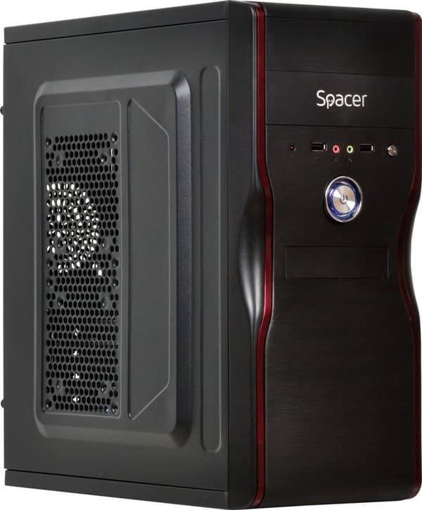 CARCASA SPACER, Middle Tower, ATX, "NEW MERCURY", 500 (250W for 500 Desktop PC), USB 2.0 x 2, Jack 3.5mm x 2, "SPC-NEW MERCURY" (timbru verde 0.8 lei) Sort