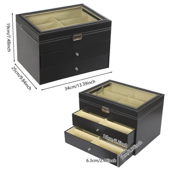 Ögondisplay, 24 Fack, Hållbar Design, Elegant Svart Finish