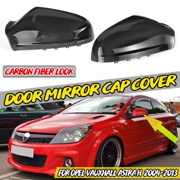 Pari-ovenpeilin suojus Opel Vauxhallille for Astra H 2004-2013 (Materiaali: ABS-muovi)(hiilikuitu musta)
