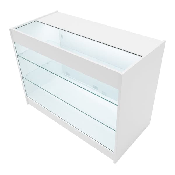 Set Butiksdiskar "APOLLO" | Svart/Vit/Lonn | 2xK + 1xLM60 | MDF och härdat glas | Hyllor och skjutdörrar med lås | Enkel montering | Kassadisk Exponer