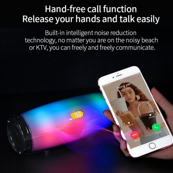 Bluetooth Kaiutin LED-valoilla - Langaton – Musta