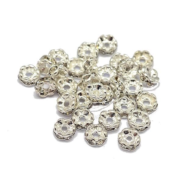 100 styck Strassrondeller 6 mm blommig