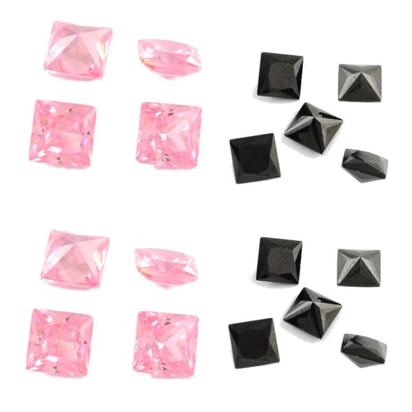60 st kubic zirkonia strass rosa svart 6x6 mm