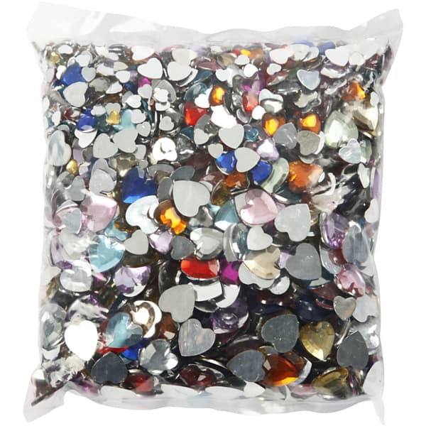 Rhinestones - dia. 6 + 10 + 14 mm - Hjärta - 2520 st