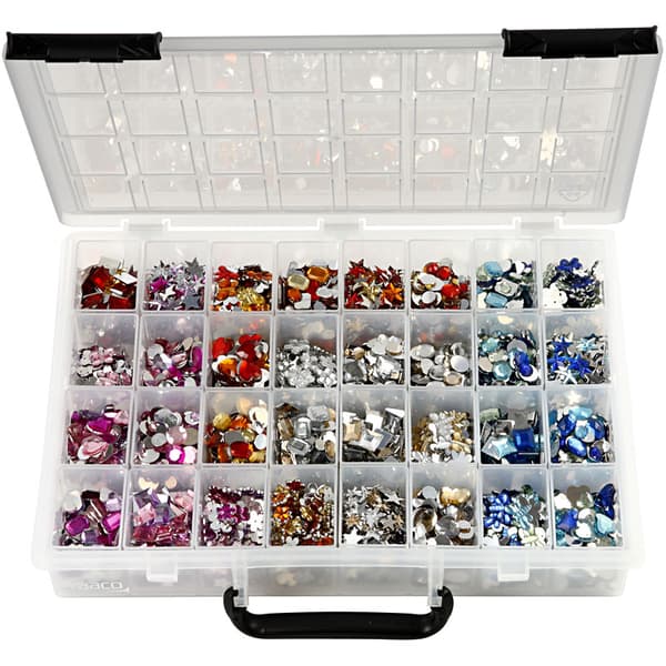 Storpack Rhinestones 6-16 mm - Inkl. Raaco Förvaringslåda