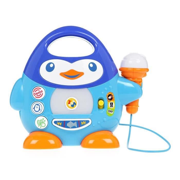 WINFUN - Penguin Music Player med blå mikrofon