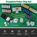 Miniatyrbillede 7 af 8: Pokerchipssæt, 600 stk. Pokerchips 14 gram Claytec-chips med bæretaske, 19,5x14x6 tommer, sort