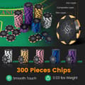 Miniatyrbillede 6 af 8: Pokersæt, 14 gram Pokerchips 300 Stykker Casino Pokersæt- Sort, 15,5x12,5x5,5 tommer, Sølv
