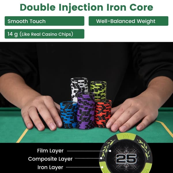Pokerset, Texas Holdem pokerset 300 bitar Claytec-chips, 16x9x4", Svart