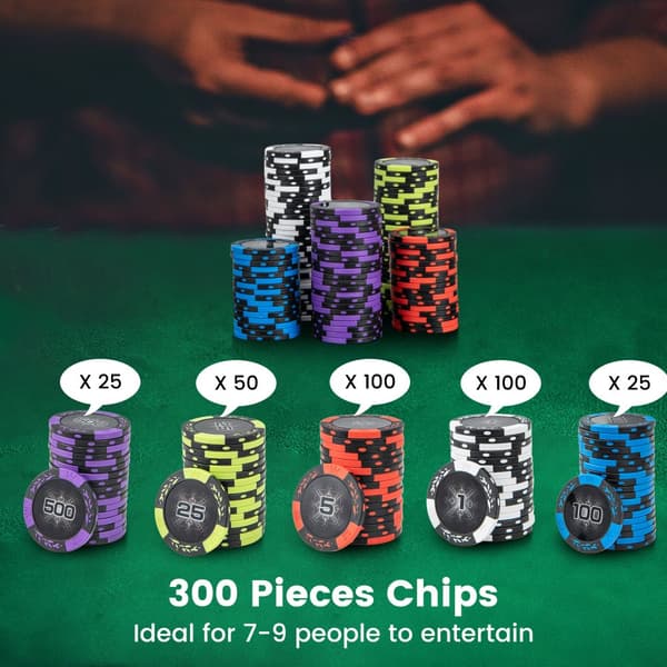 Pokerset, Texas Holdem pokerset 300 bitar Claytec-chips, 16x9x4", Svart