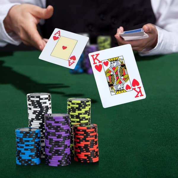 Pokerset, Texas Holdem pokerset 300 bitar Claytec-chips, 16x9x4", Svart