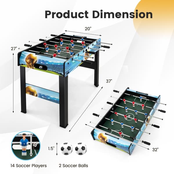 Minifoosballbord, 37x32x27 tum, Svart Blå