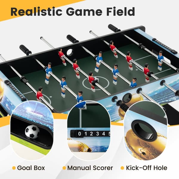 Minifoosballbord, 37x32x27 tum, Svart Blå