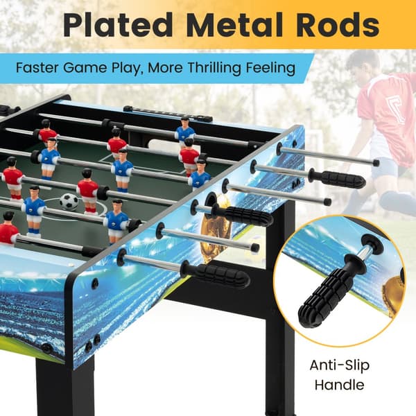 Minifoosballbord, 37x32x27 tum, Svart Blå