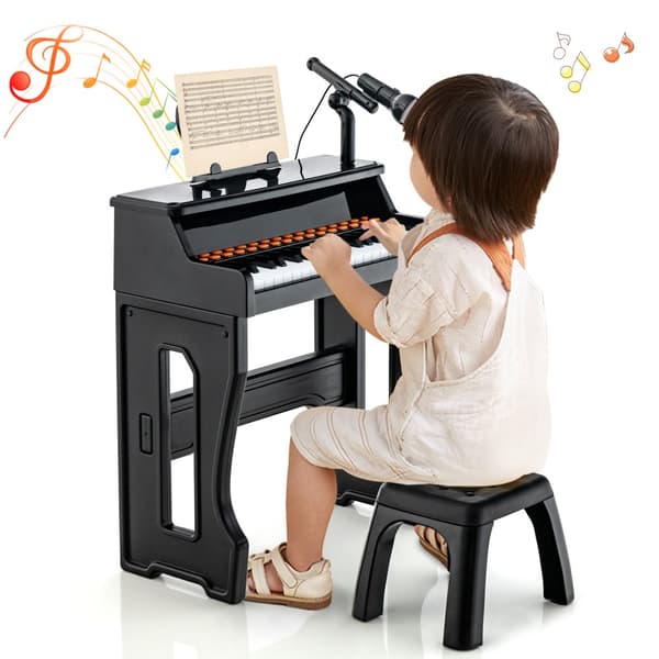 Børne Keyboard Klaver, 15.8"x8.9"x19.3", Sort