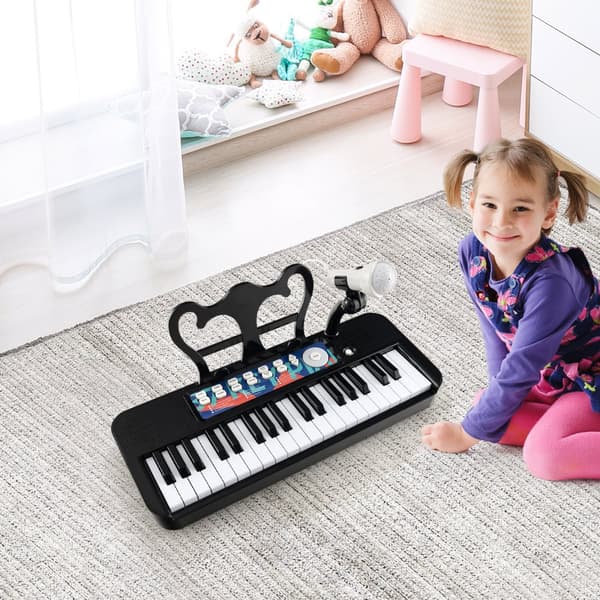Børne klaver keyboard, 16,1"x9"x17,9", Sort