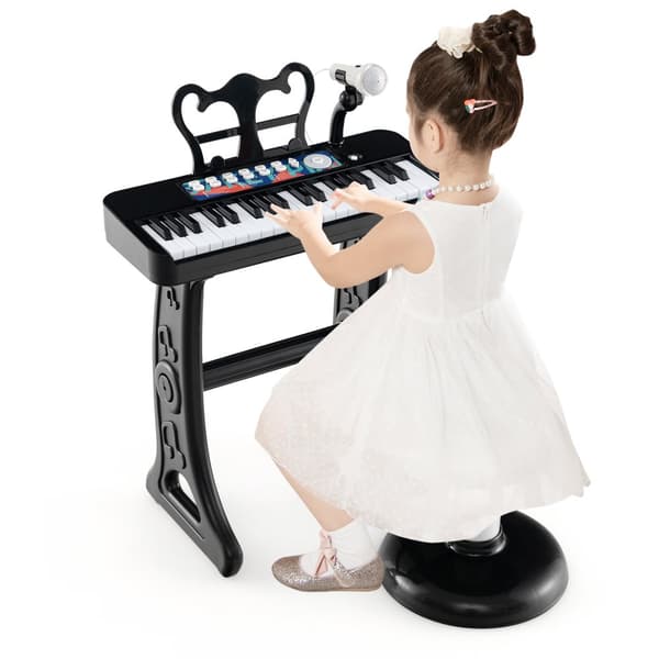 Børne klaver keyboard, 16,1"x9"x17,9", Sort