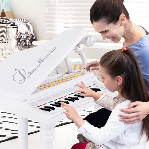 Børneklaver Keyboard, 31 taster, 14x12x21.5 tommer, Hvid