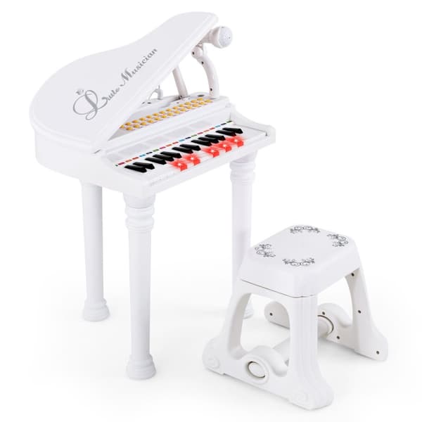 Børneklaver Keyboard, 31 taster, 14x12x21.5 tommer, Hvid