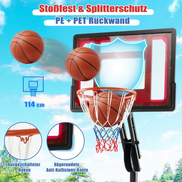 Koripalloständeri, 105-260 cm, Musta