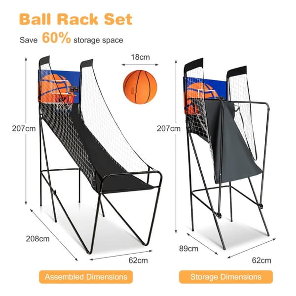 Arkad basketbollspel, 208x62x207 cm, Svart