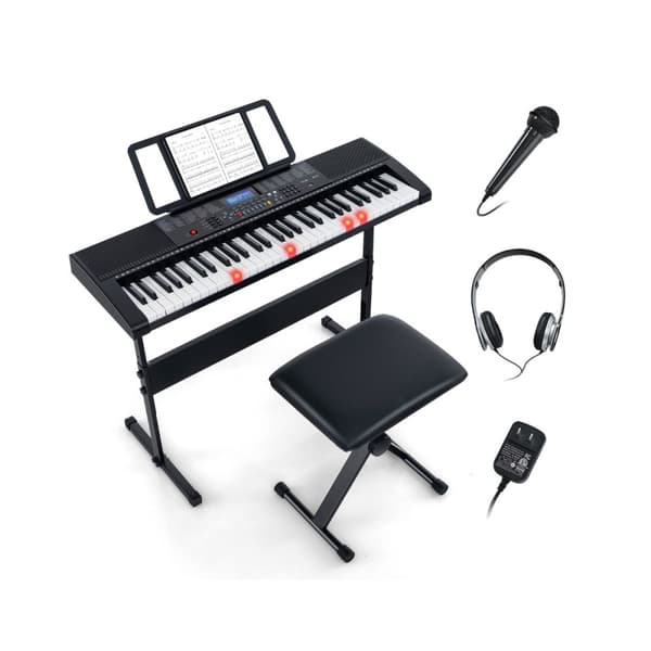 Elektroniskt tangentbord set, 93x30x9 cm, Svart och Vit