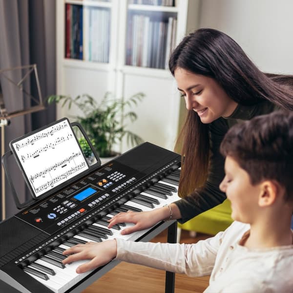Elektronisk Keyboardstativ og Taburet, 83x33x9 cm, Hvid og Sort