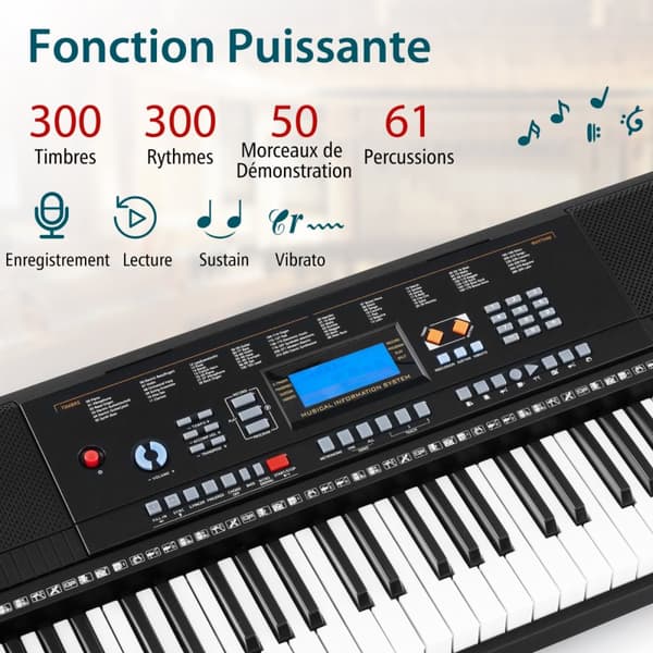 Elektronisk Keyboardstativ og Taburet, 83x33x9 cm, Hvid og Sort