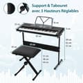 Miniatyrbillede 2 af 8: Elektronisk Keyboardstativ og Taburet, 83x33x9 cm, Hvid og Sort