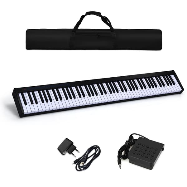 Digitalt klaver keyboard, 126.5x18x6.5 cm, Sort