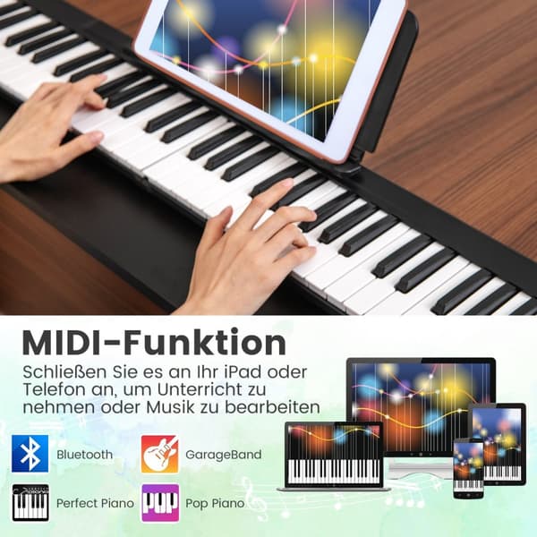 Digitalpiano, 137x16.5x5 cm, Svart och Vit
